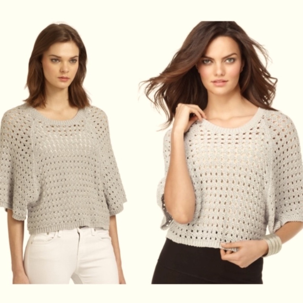 BCBGMaxazria Top Kara BatWing Crochet Size XS